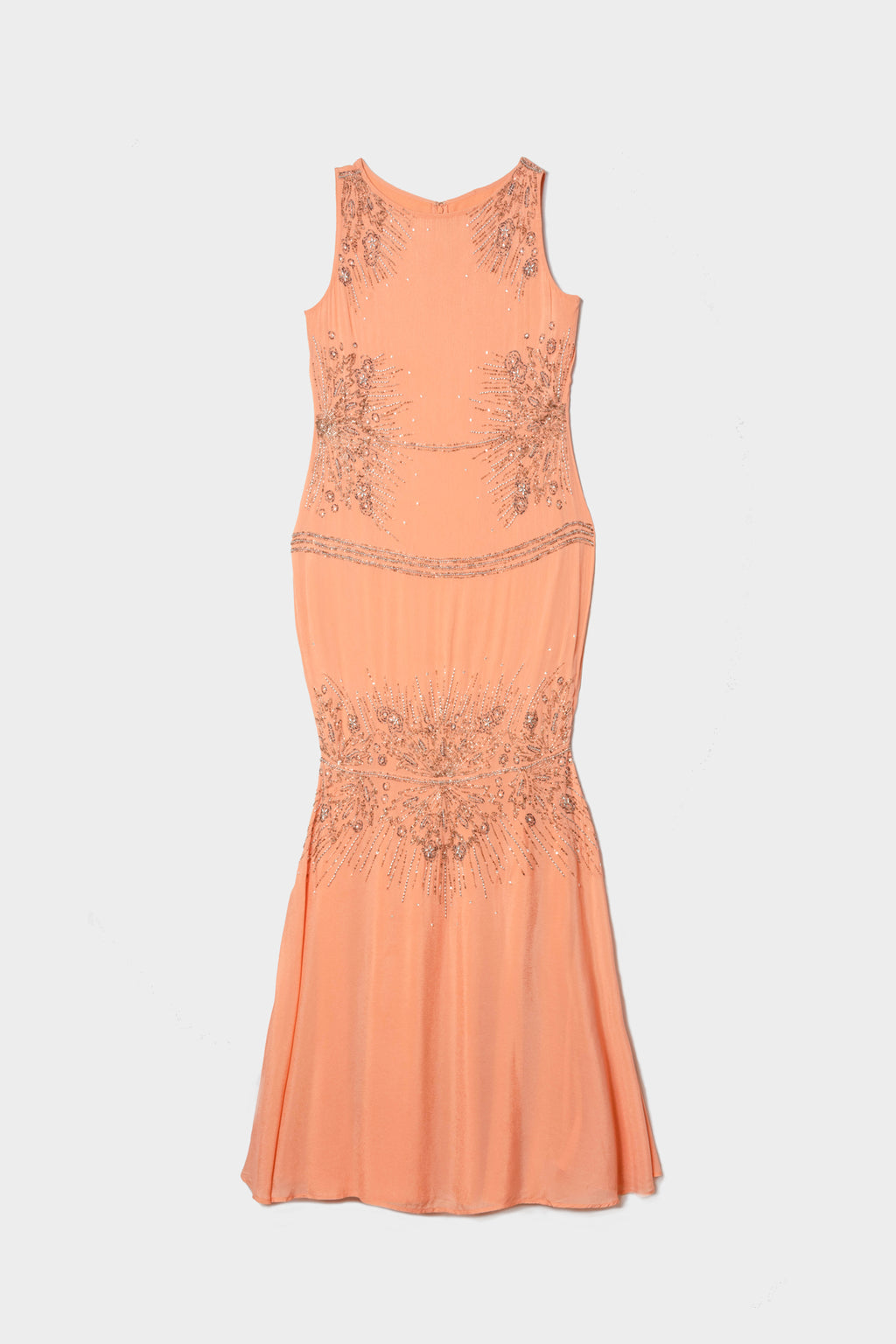 Robe longue perles Roberto Cavalli soie pêche broderie sequins seconde main - taille 38