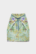 Jupe soie Kenzo Jungle imprimé floral vert lavande seconde main - taille 38