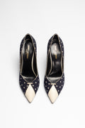 Escarpins pois bleu marine Saint Laurent modele ERA seconde main - luxe