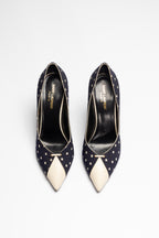 Escarpins pois bleu marine Saint Laurent modele ERA seconde main - luxe