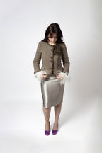Veste laine chevron Moschino fleur 3D seconde main - taille 40