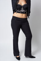 Pantalon en soie bootcut taille basse Chine Belgian design