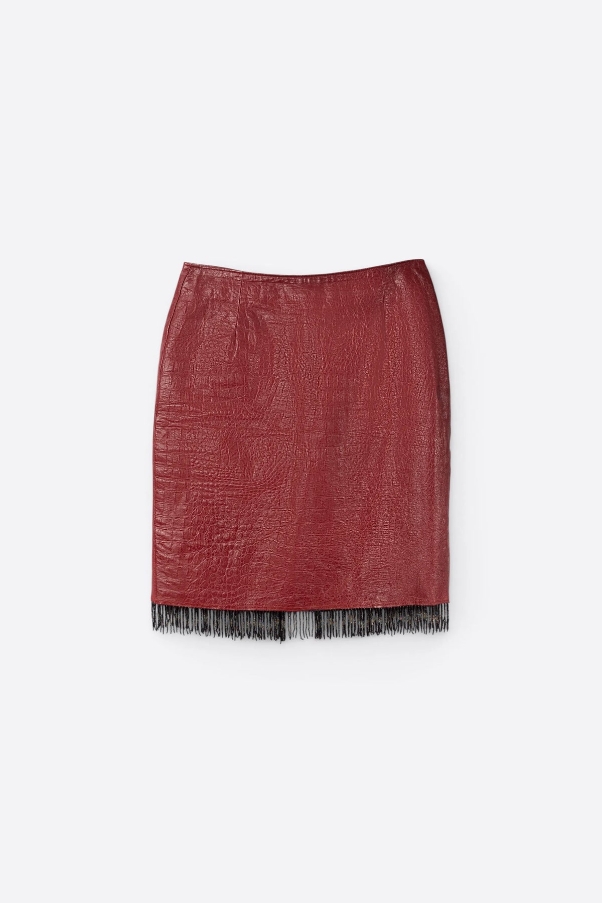 JUPE EN CUIR ET PERLES - VINTAGE