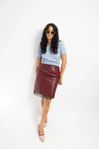 JUPE EN CUIR ET PERLES - VINTAGE