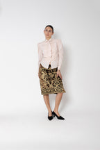 Jupe crayon velours Roberto Cavalli imprimé lion doré baroque seconde main - taille 38