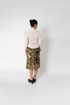 Jupe crayon velours Roberto Cavalli imprimé lion doré baroque seconde main - taille 38