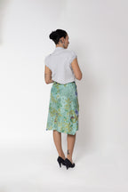 Jupe soie Kenzo Jungle imprimé floral vert lavande seconde main - taille 38