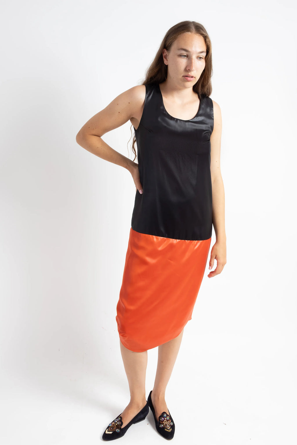 ROBE EN SATIN BICOLOR - ALEXANDER MCQUEEN