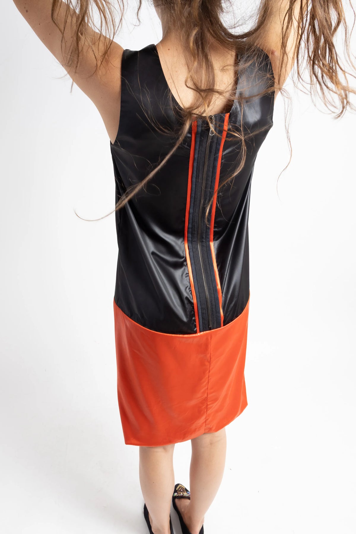 ROBE EN SATIN BICOLOR - ALEXANDER MCQUEEN