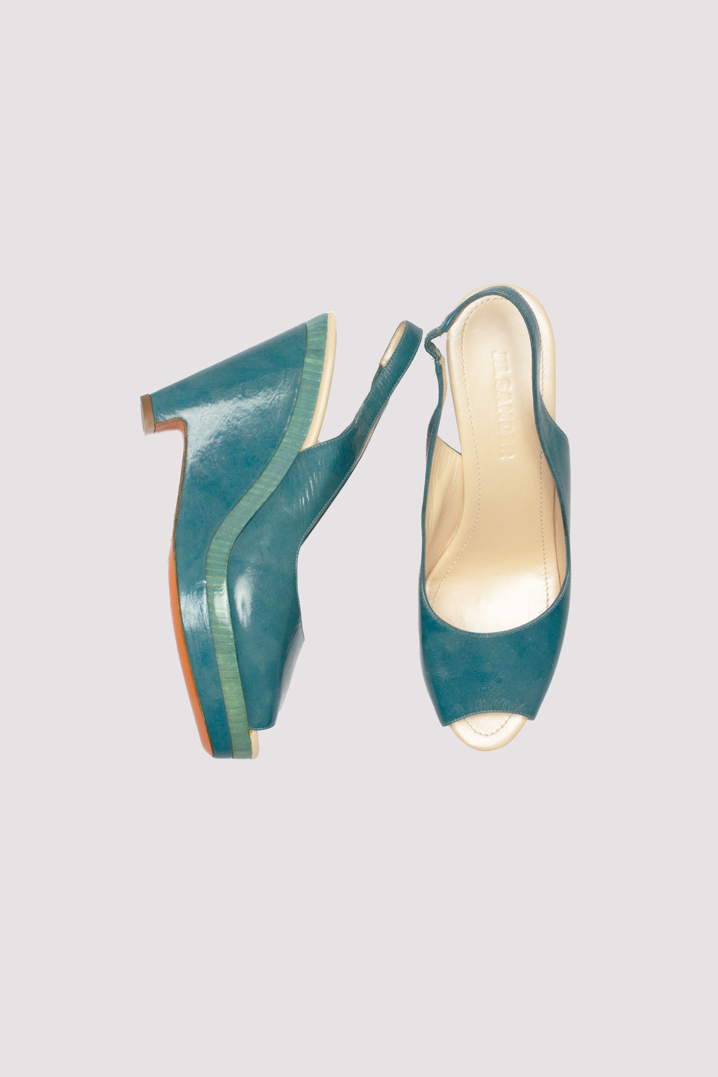 Sandales compensees cuir Jil Sander seconde main - design minimaliste