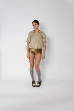 Veste Moschino col claudine beige manches bouffantes seconde main - taille 38