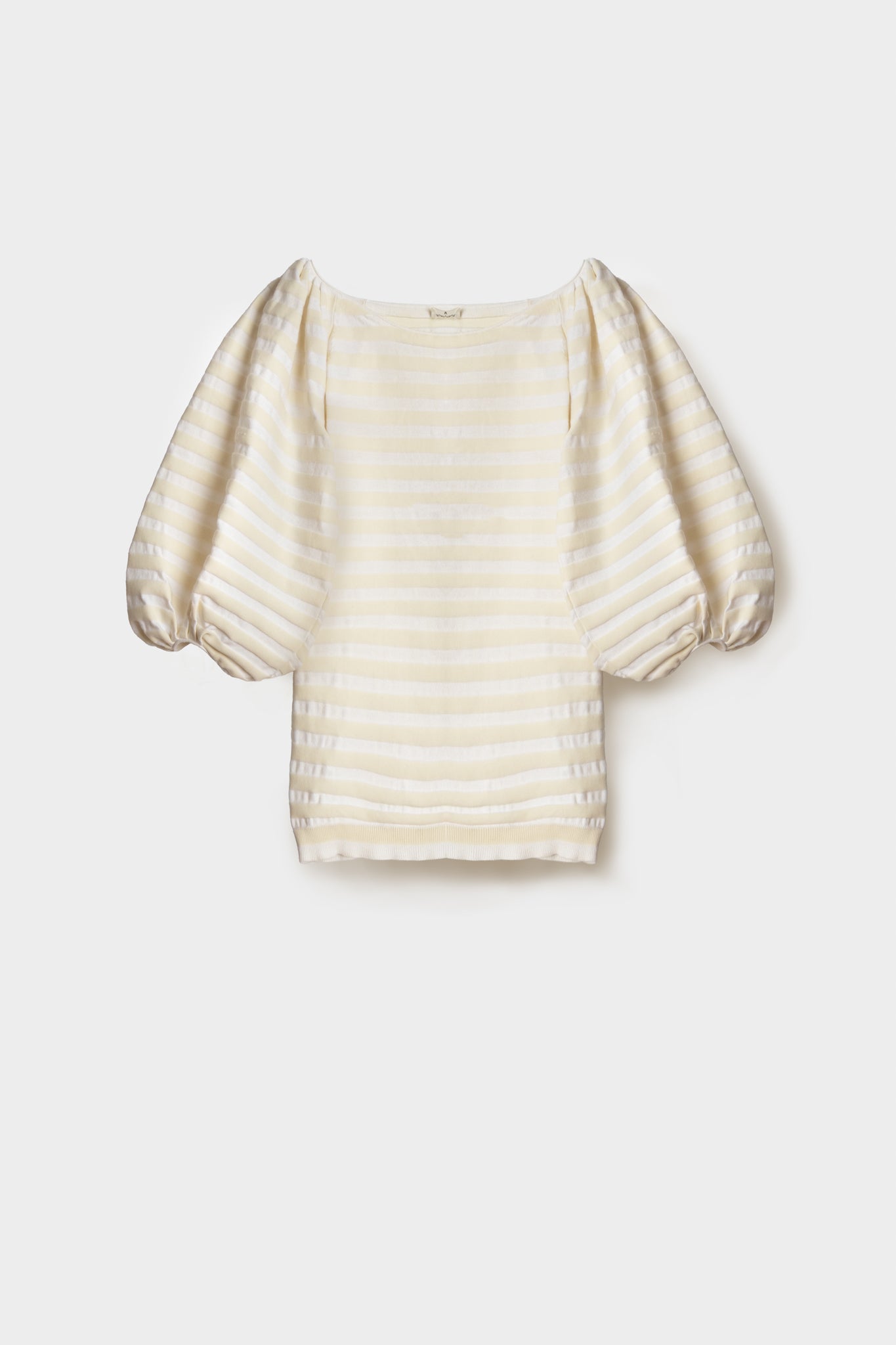 Top oversize manches bouffantes Sonia Rykiel rayures crème seconde main