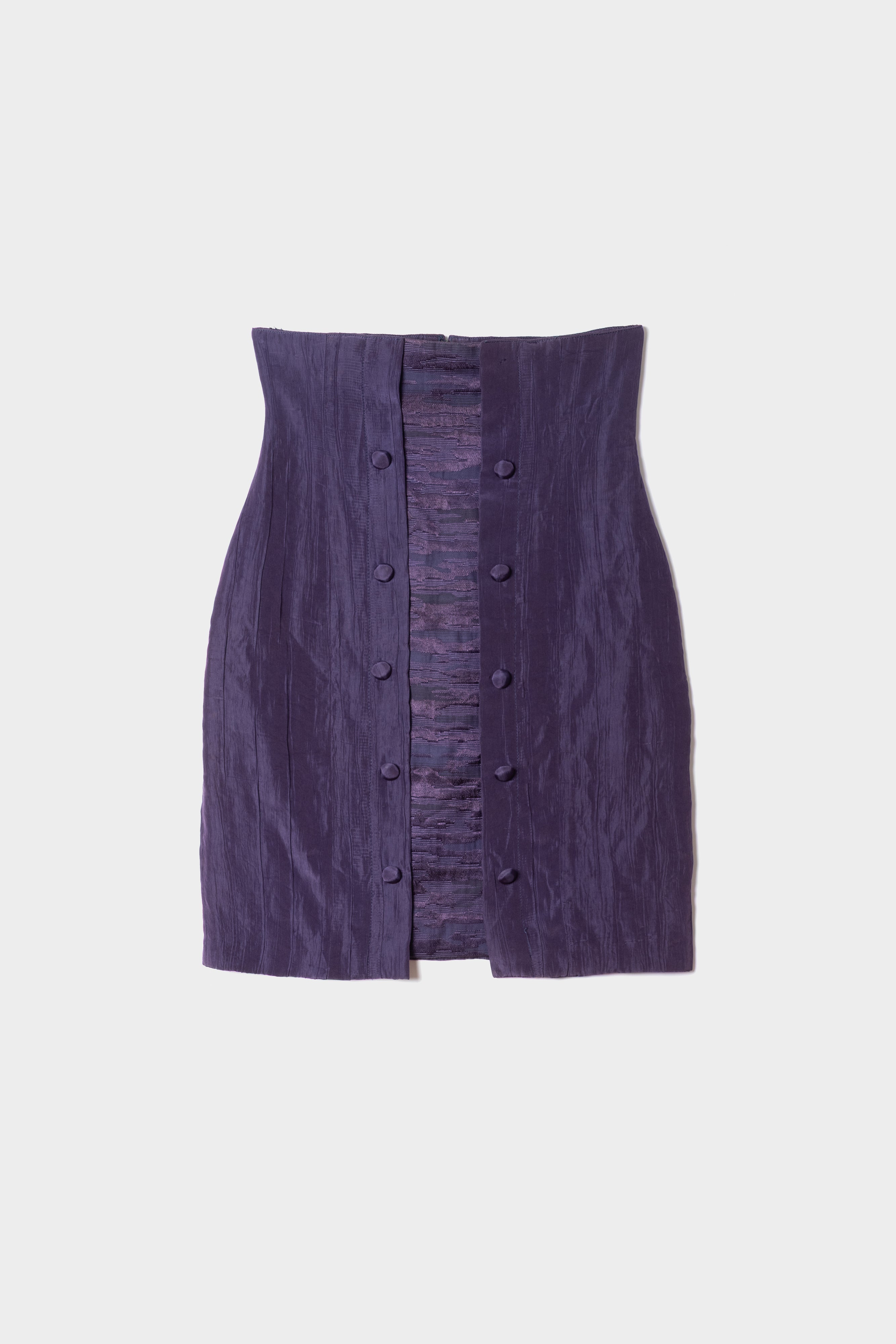 Jupe corset taille haute violet satin froissé seconde main - taille 38