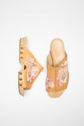 Sabots cuir brodes Alexander McQueen seconde main - createur occasion