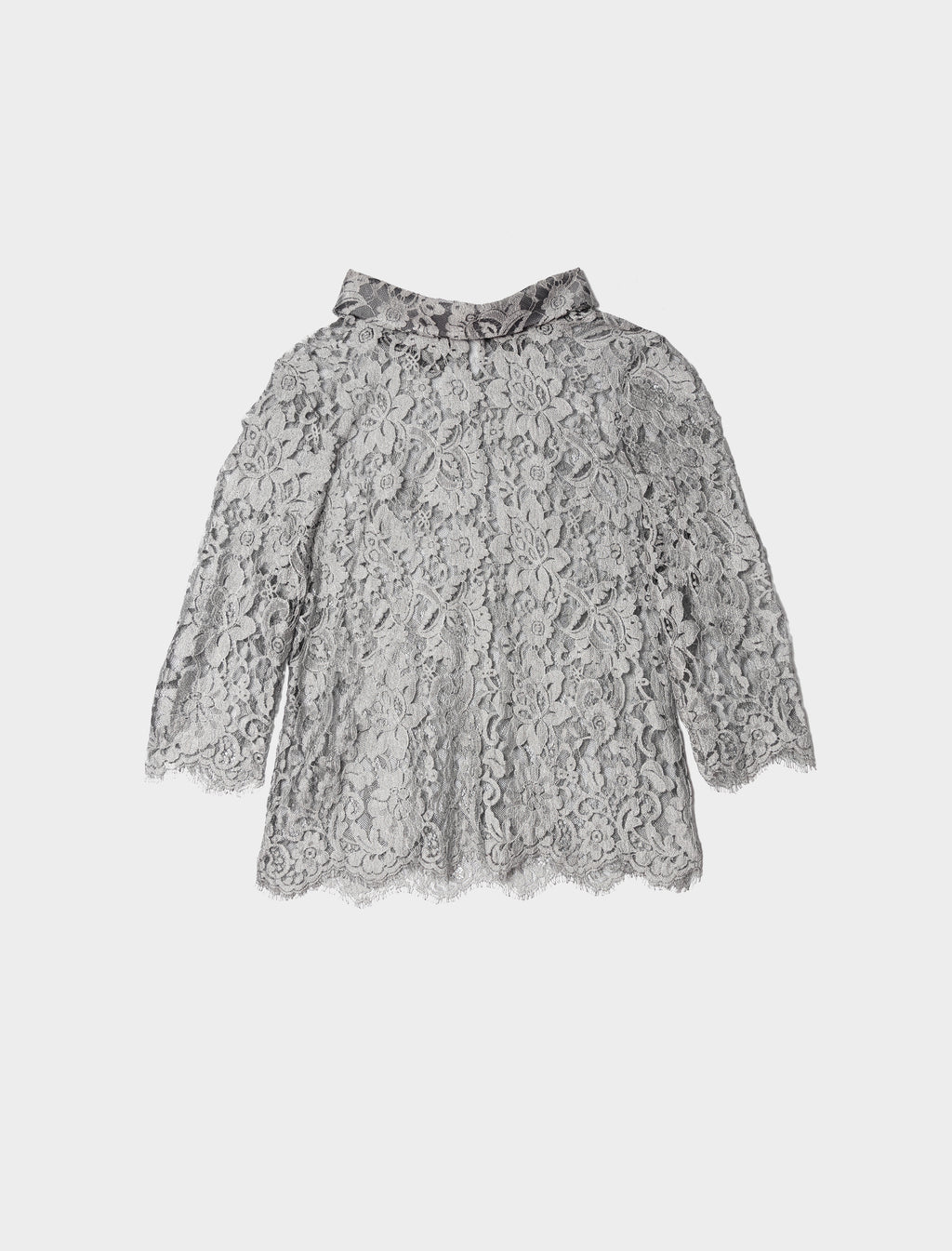 Blouse en dentelle grise Oscalito - taille 40 / taille L - seconde main pièces de créateurs - boutique mode 