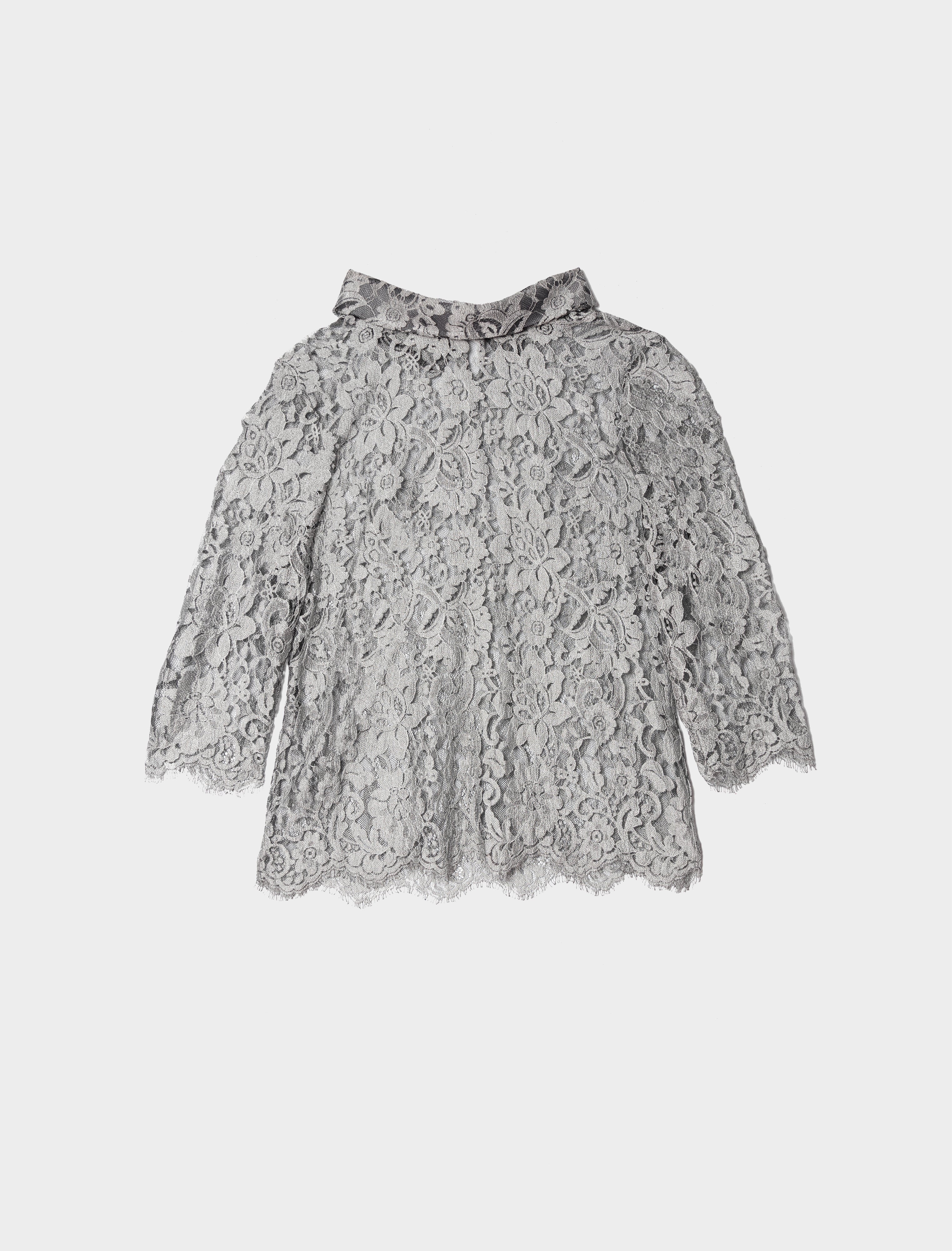 Blouse en dentelle grise Oscalito - taille 40 / taille L - seconde main pièces de créateurs - boutique mode 