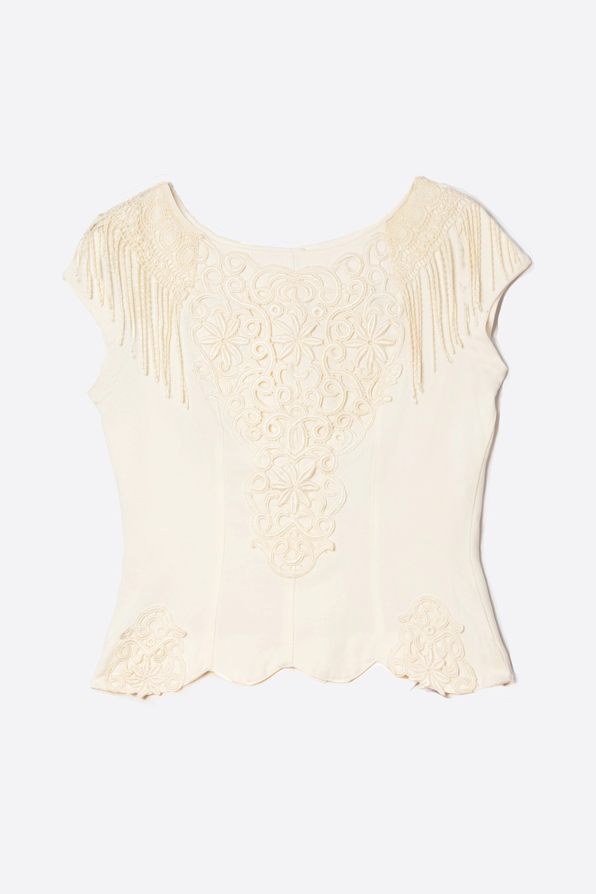TOP À BRODERIE ET FRANGES - VINTAGE