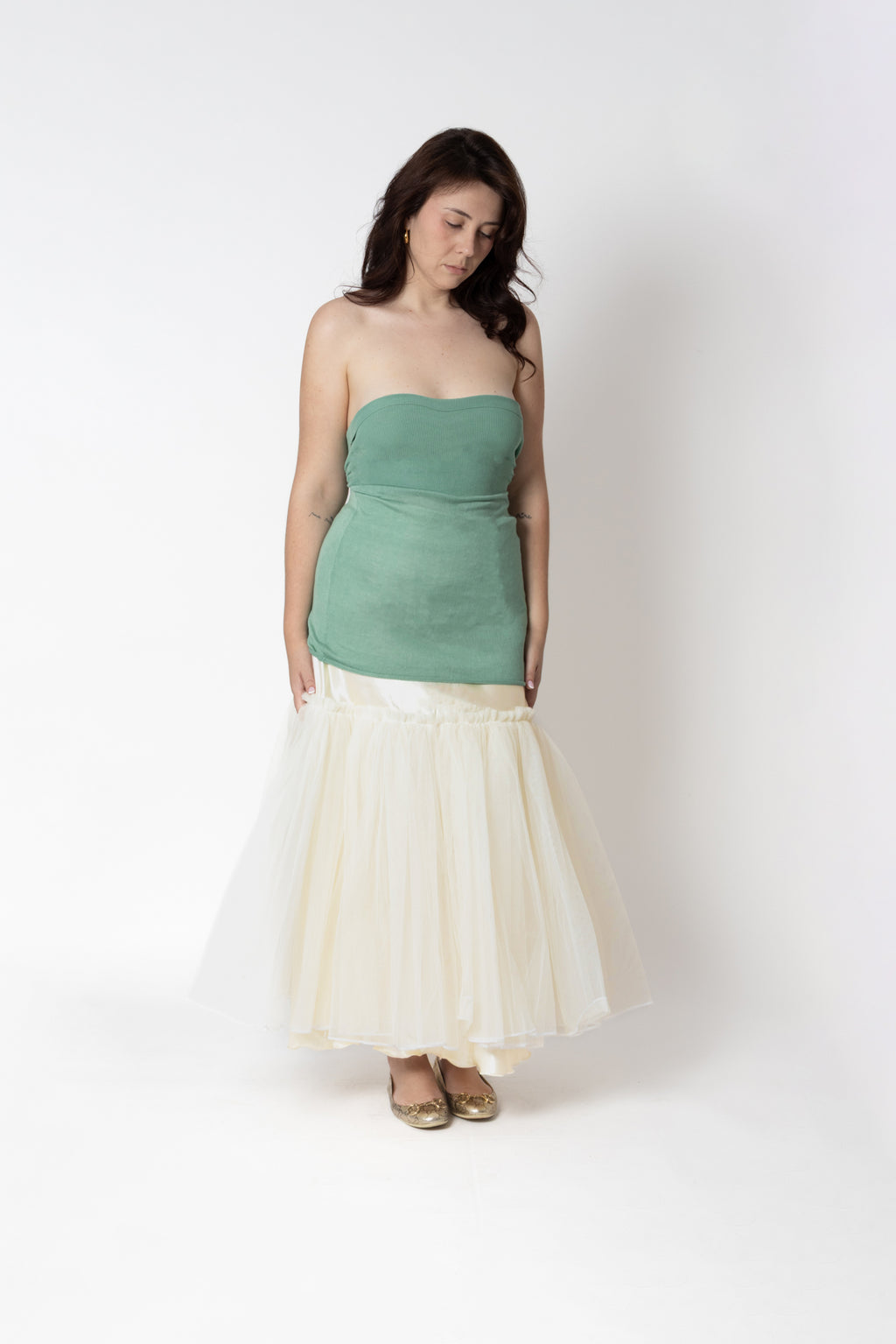Jupon Long  en Satin & Tulle - Vintage