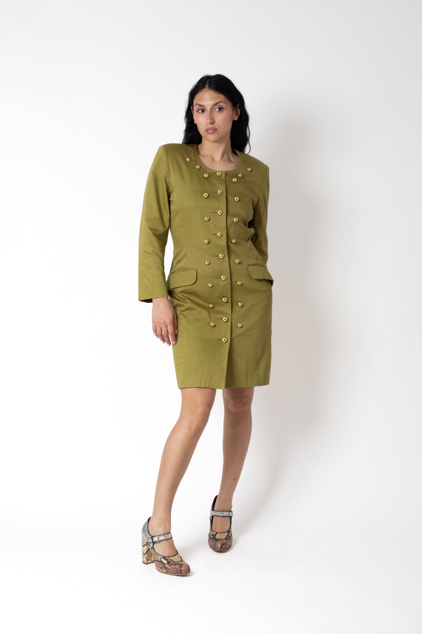 Robe epaulettes vintage seconde main - piece unique