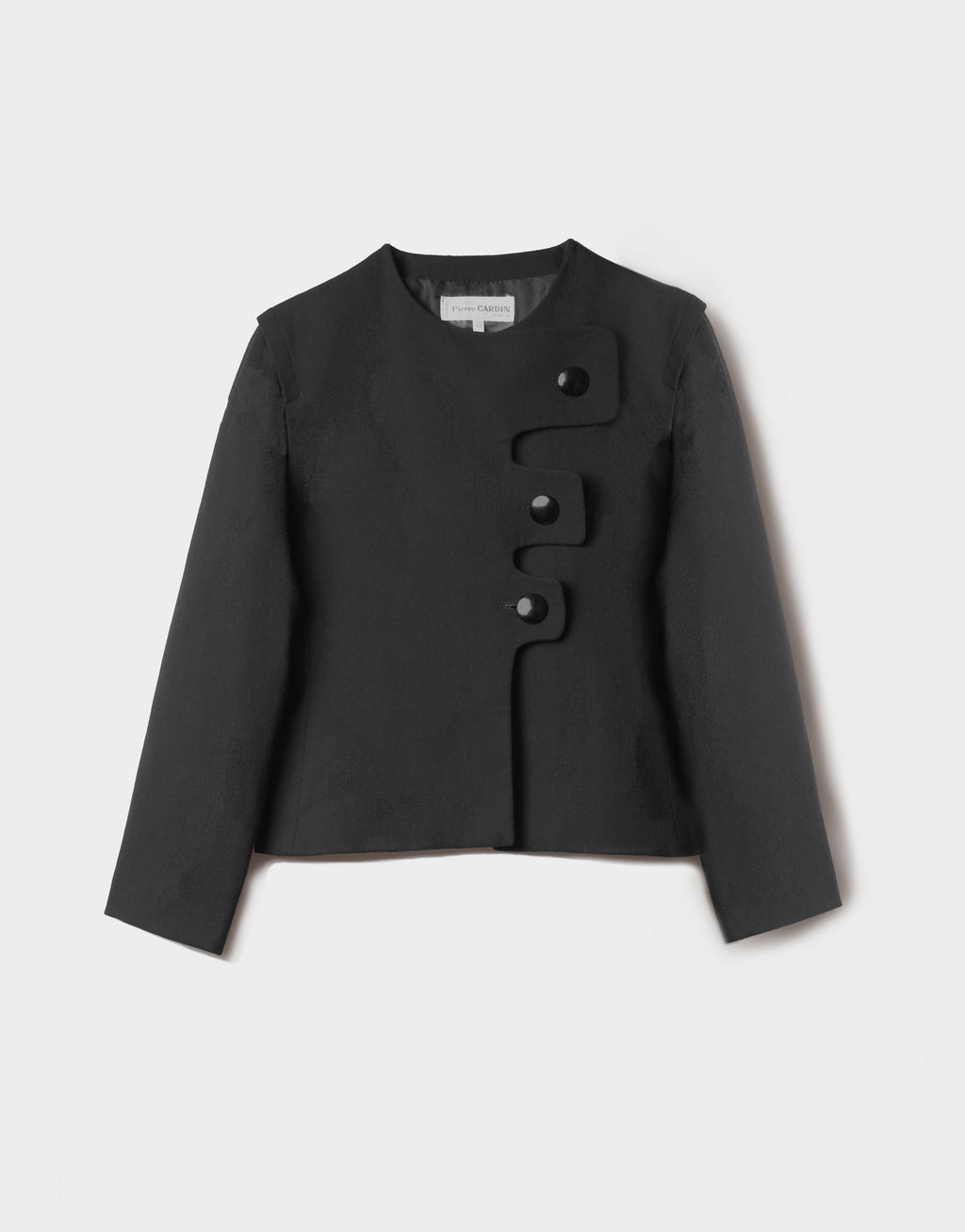 Veste asymétrique noire Pierre Cardin - taille 40 - pièce de créateur - seconde main luxe 
