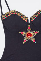 Body à perles & cabochons - Vintage