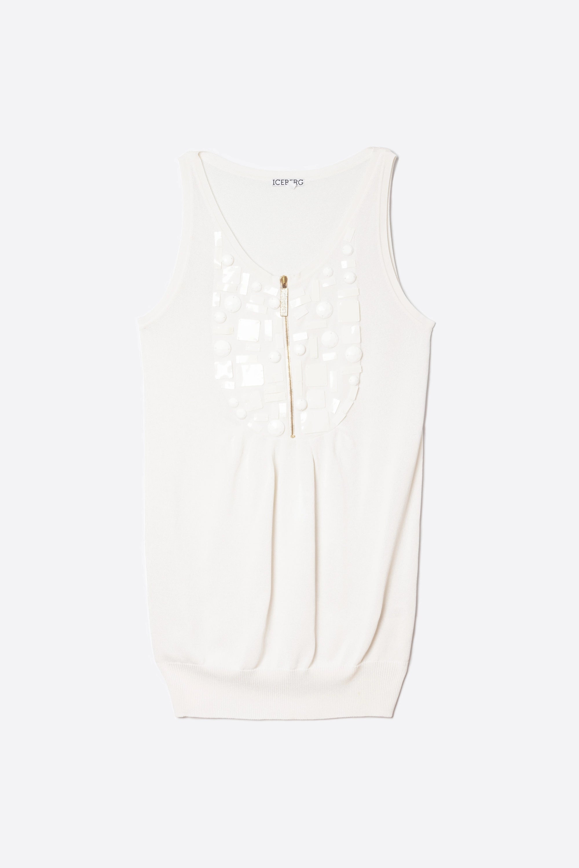 TOP EN MAILLE AVEC CABOCHONS - ICEBERG