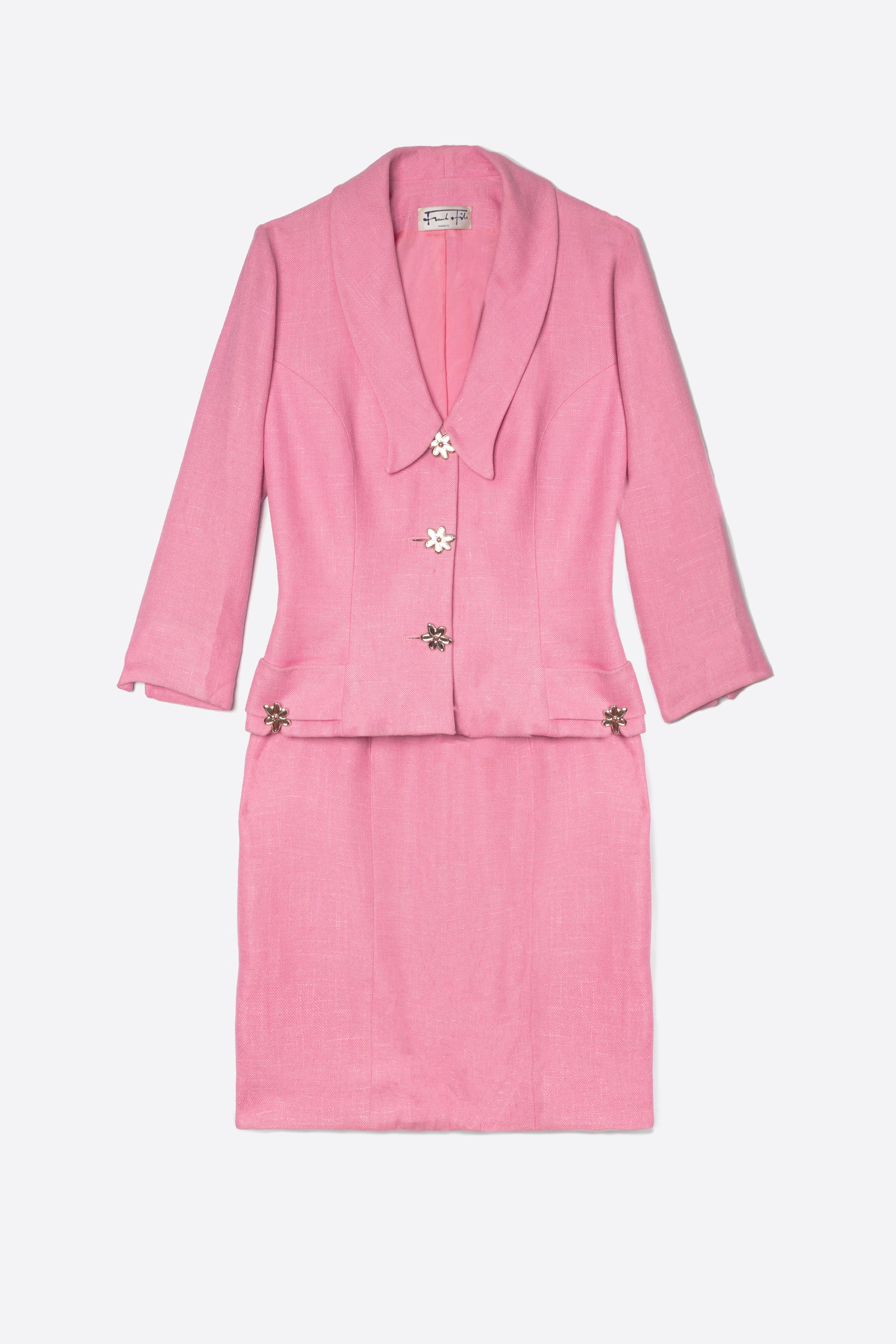 Ensemble veste jupe lin Franck et Fils seconde main - createur francais
