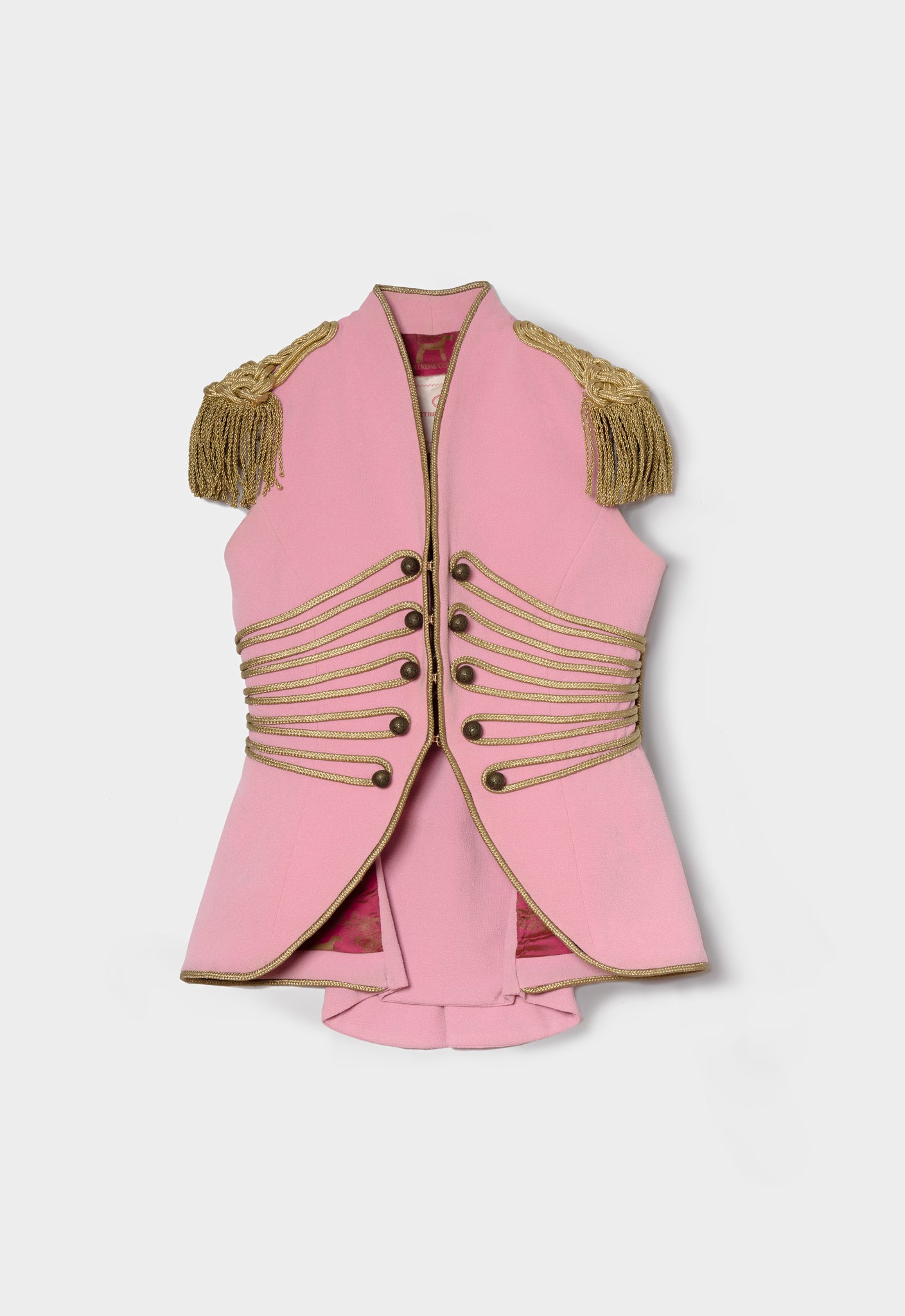 Veste seconde main The Extreme Collection rose avec épaulettes dorées et boutons - occasion luxe 